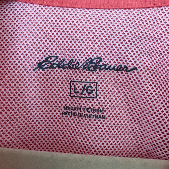 NWT Eddie Bauer Tech Woven Shirt UPF Protection Moisture Wicking Tea Rose Top L - Picture 4 of 12